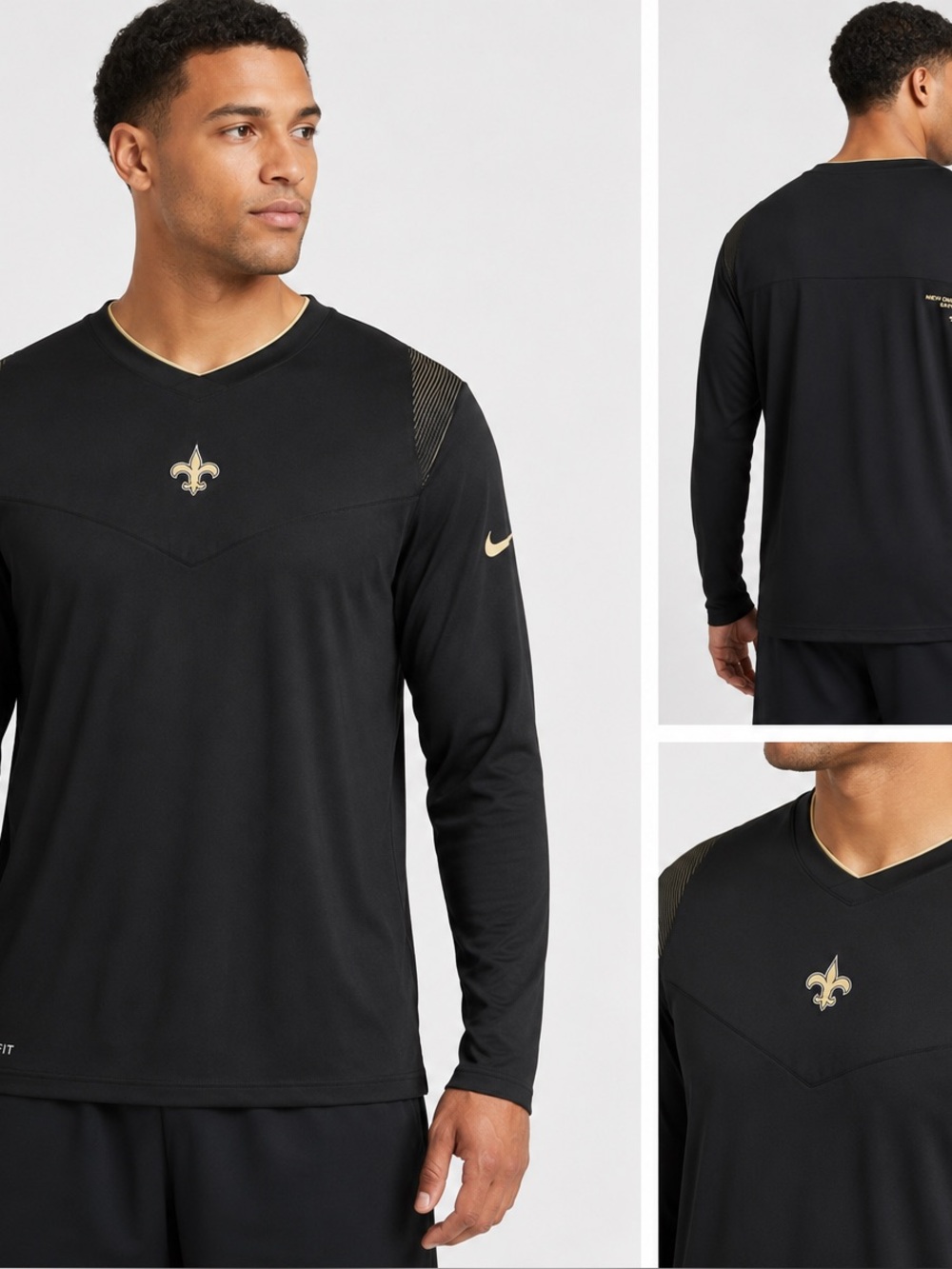 Nike NFL New Orleans Saints On Field Dri-FIT Breathe Long Sleeve Shirt 3XL NWT